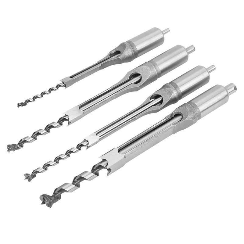 Ensemble de 4 forets à trou carré 1/4 5/16 3/8 1/2, Ciseaux de mortaise en bois, Outils de forage manuels pour le bois - 5