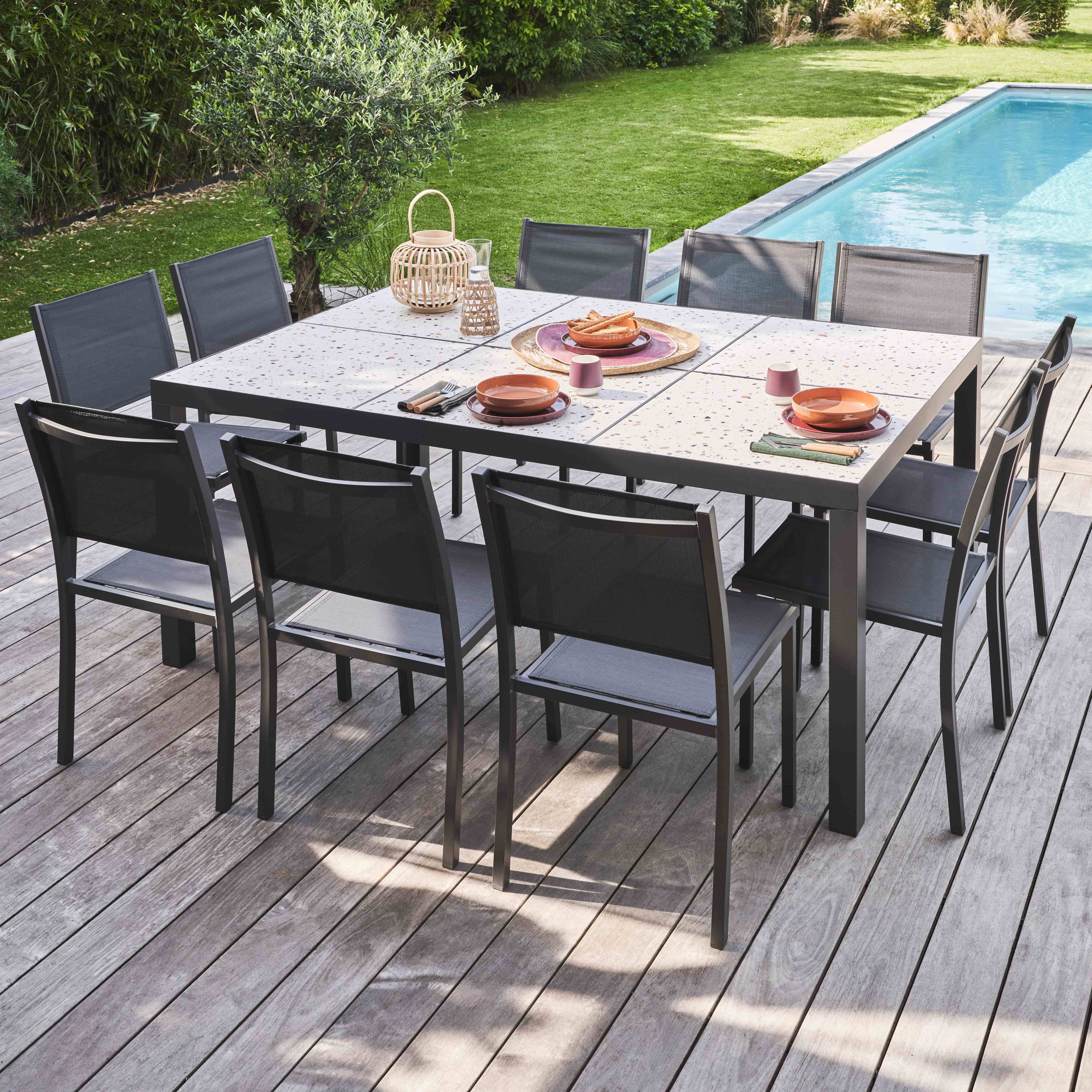 Chaise de jardin sans coussin Nice en Aluminium Anthracite - 7