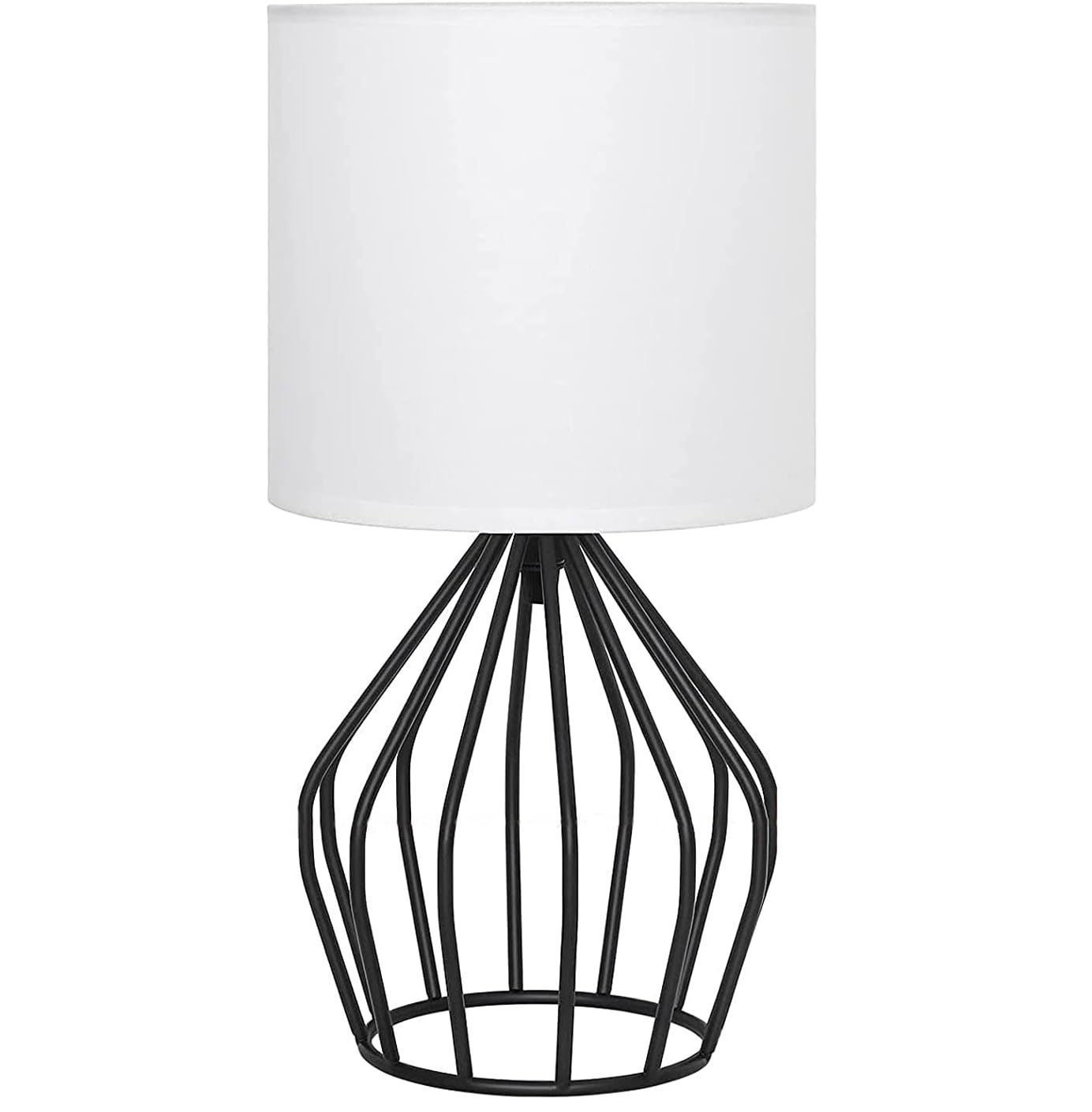 Nowoczesna lampa biurkowa stylu industrialnym czarny korpus lampy kremowobiały klosz standardowa wtyczka europejska źródło światła nie jest dołączone