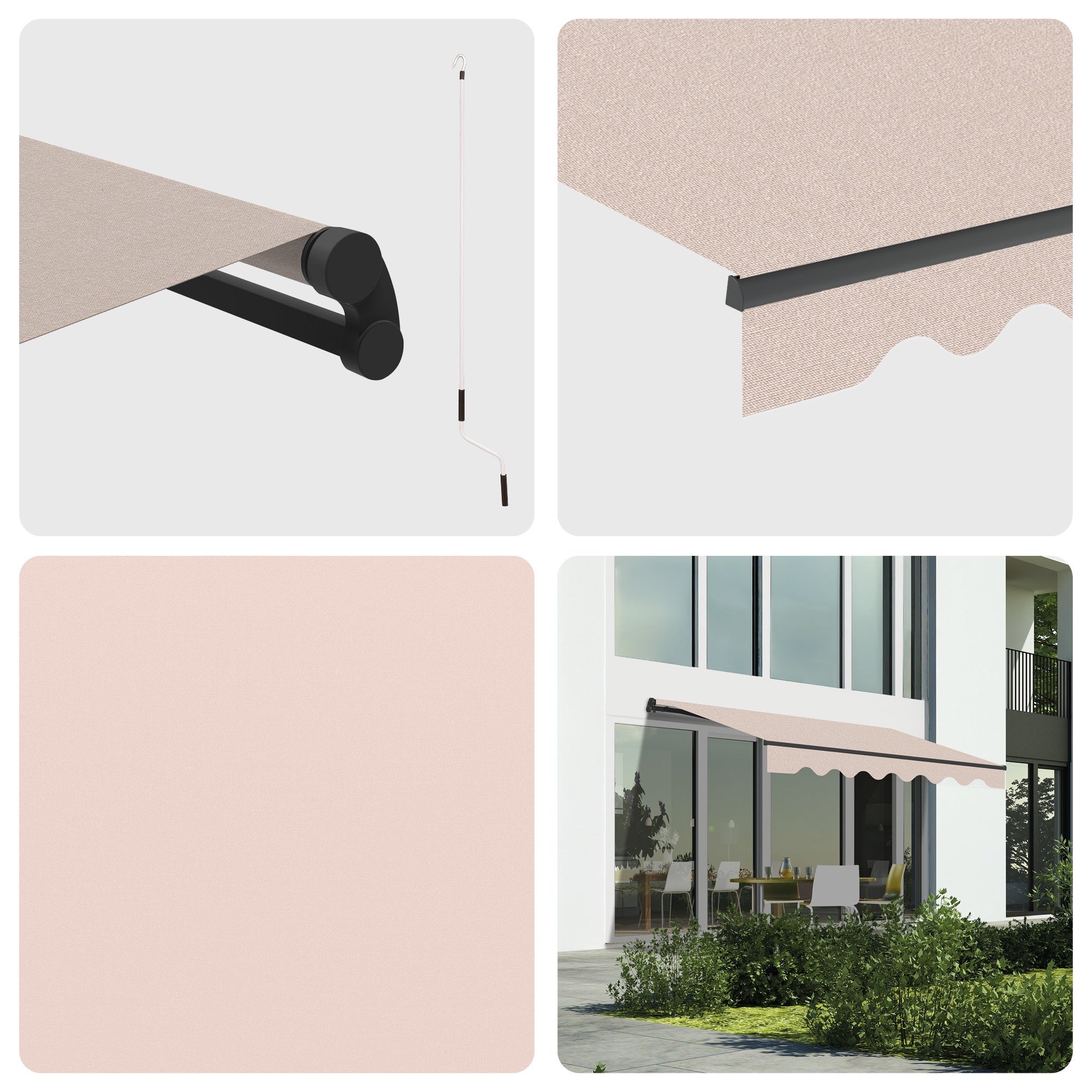 Store banne manuel 3x2,5m Sable Polyester – Structure Aluminium Anthracite Inclinaison Réglable - 4