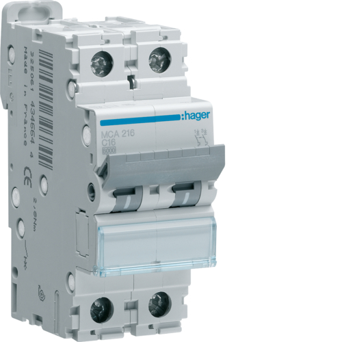 Hager mca204 interruttore automatico magnetotermico 2p 2 poli 2x4a 6 ka curva c 2 moduli din
