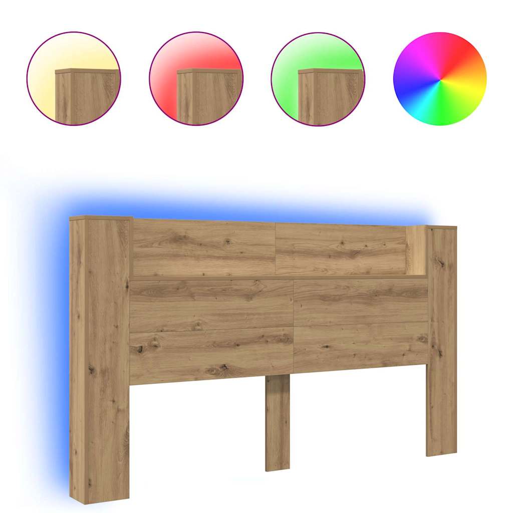 Cabinet de Tête de Lit chêne artisanal 180 x 17 x 104,5 cm - 4