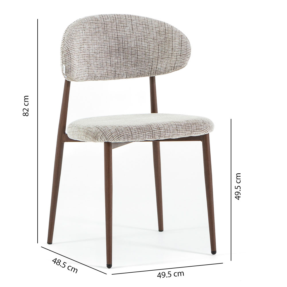 Paire de chaises rembourrées Moira en tissu avec pieds en métal effet bois - 8