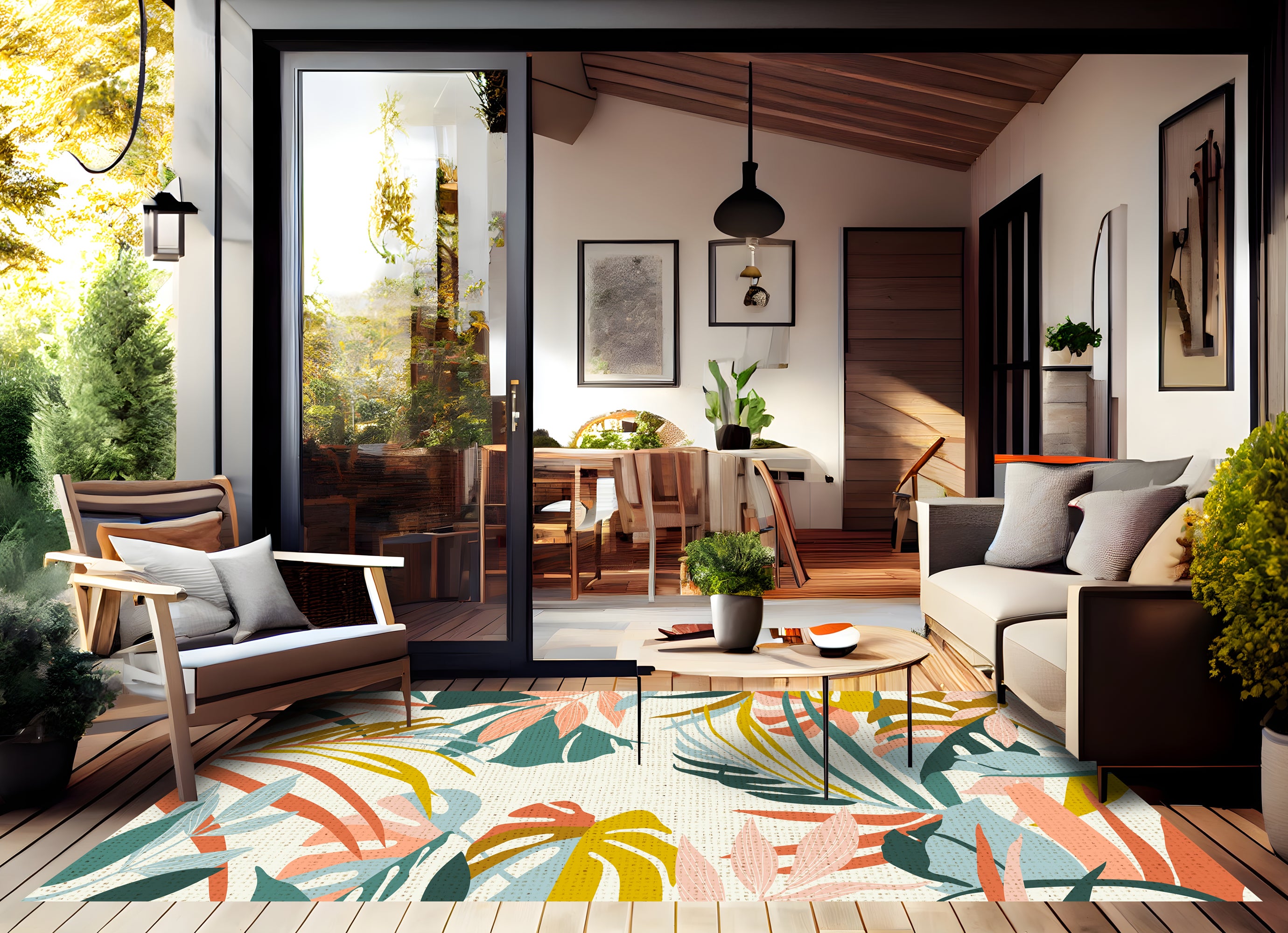 Tappeto in PVC per interni/esterni Ramas multicolor 140x200 cm - PVC stampato, lavabile, ignifugo, per salotto e cucina - 3