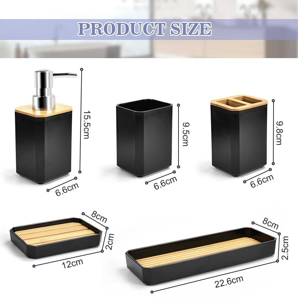 Porte-brosse à dents 5 pièces, gobelet à brosse à dents, distributeur de savon, porte-savon, ensemble de salle de bain pour salle de bain - 2