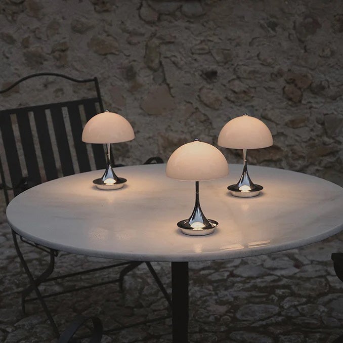 Lampe de table champignon sans fil, lampe de bureau rechargeable, lampe de chevet rétro LED, 3 couleurs de gradation de la température, Doré - 6