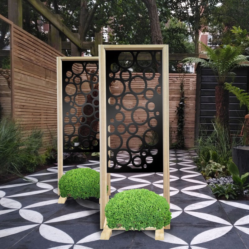 CIRCLE - Separè - Wolnostojący modułowy ekran - 70x190 cm - Z drewna i PVC, kolor wewnętrzny CZARNY