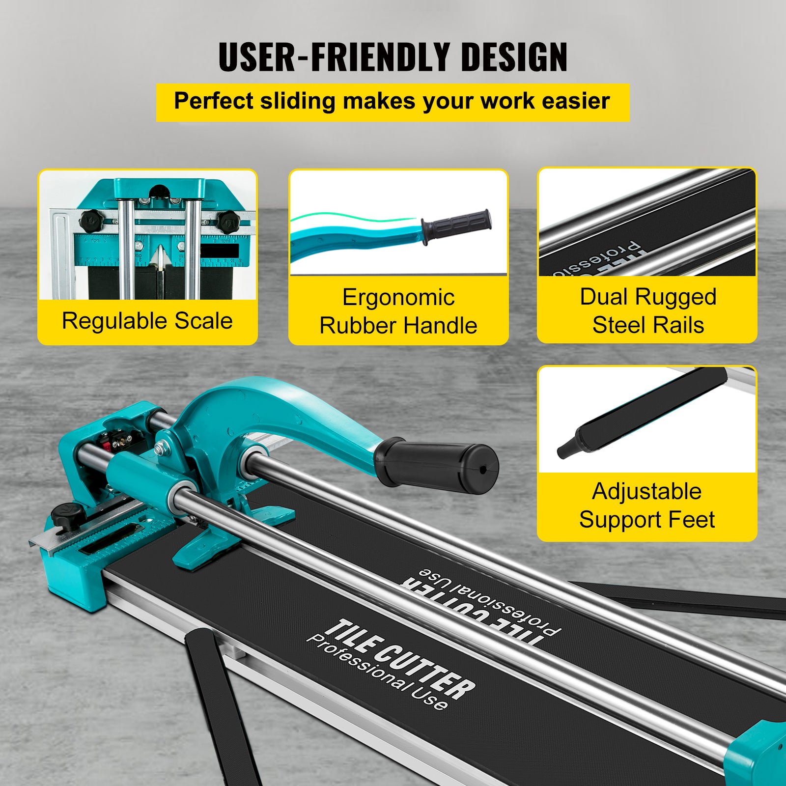 Coupe-carrelage manuel 24 pouces,SucceBuy doubles rails et supports avec guide laser précis,capacité de coupe 3/5 po,outils de coupe de précision - 8