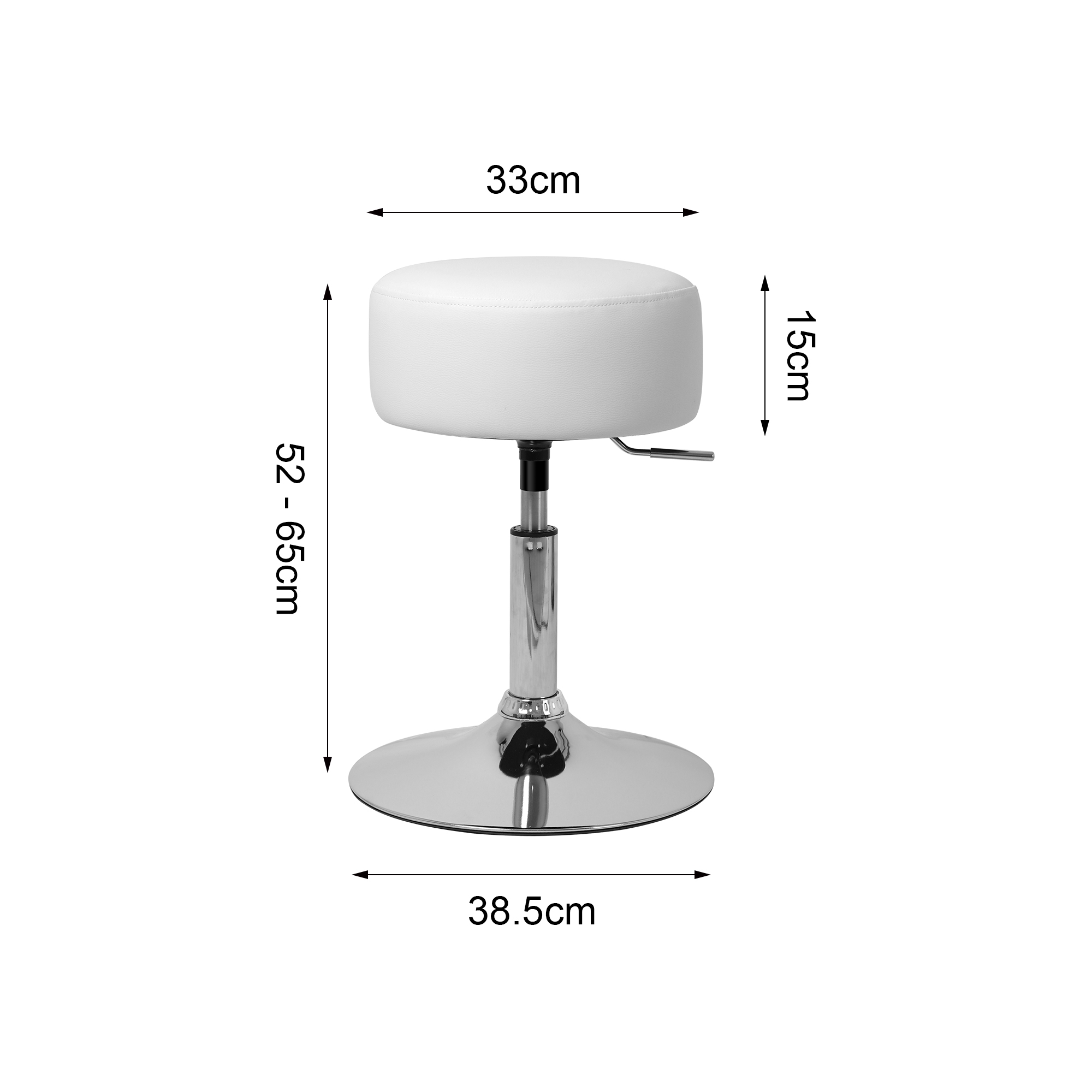 Set de 2 tabouret de travail blanc cuir synthétique réglable en hauteur 52-65 cm - 5