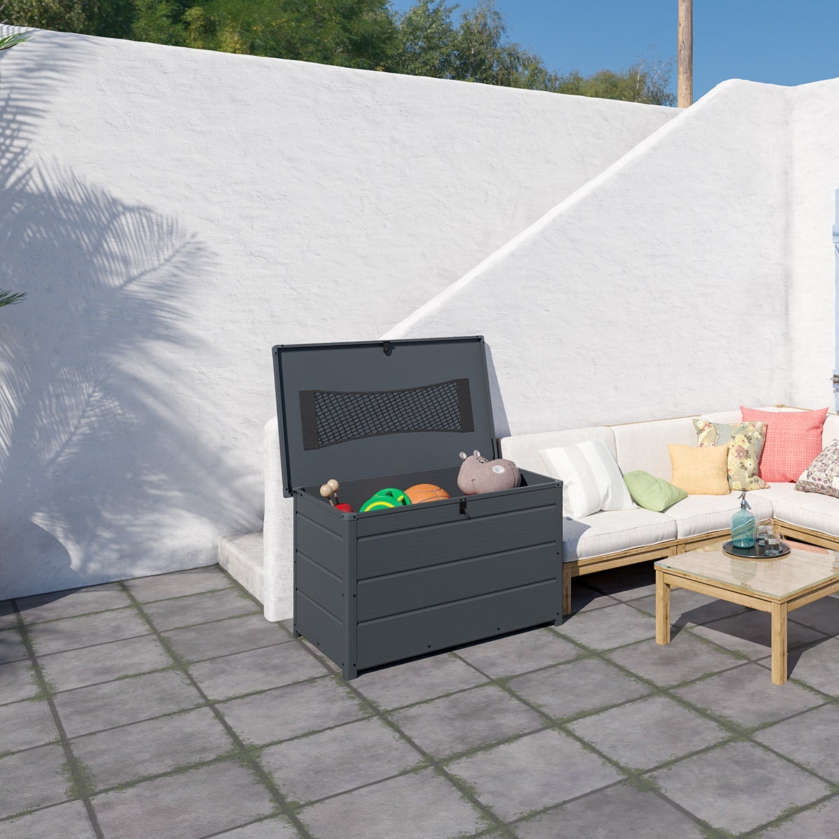 Coffre de jardin 350 L en resine anthracite - 2