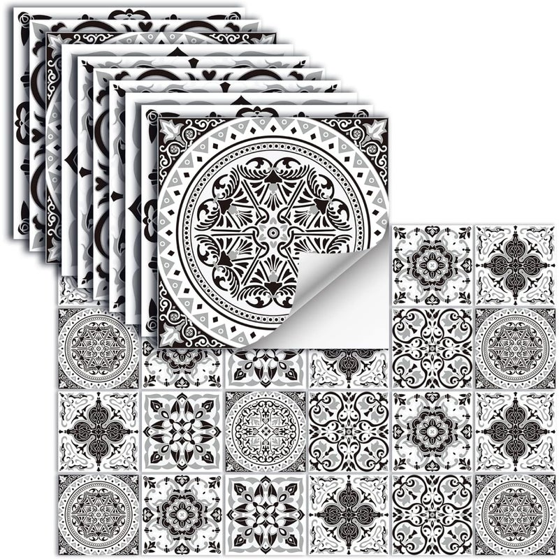 24 sztuki samoprzylepnych naklejek na płytki, wodoodporne naklejki ścienne do dekoracji kuchni i łazienki, 10 x 10 cm
