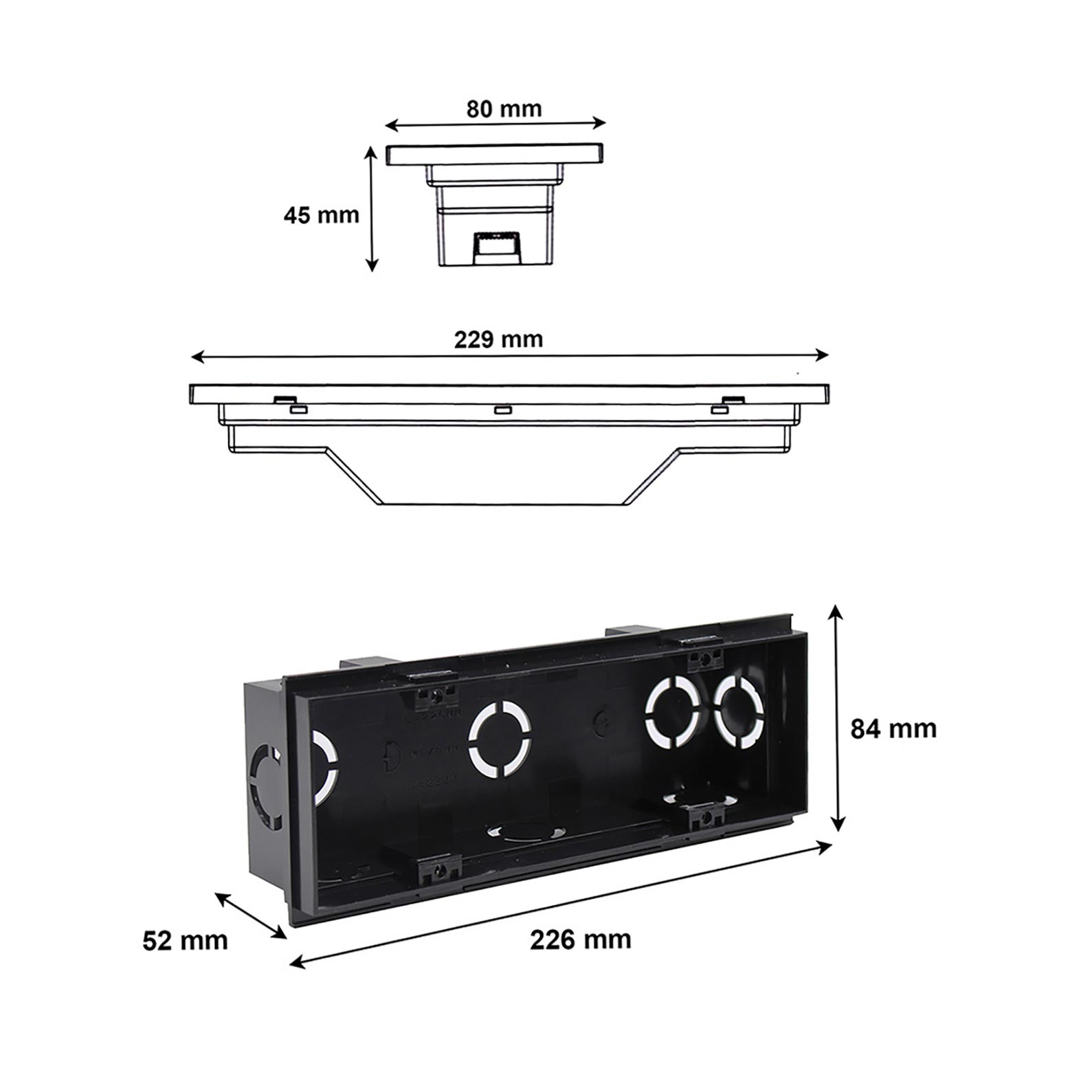Projetor LED 6W CCT encastrado em parede retangular IP65 candeeiro de parede exterior moderno candeeiro de caminho de jardim 230V PRETO - 6