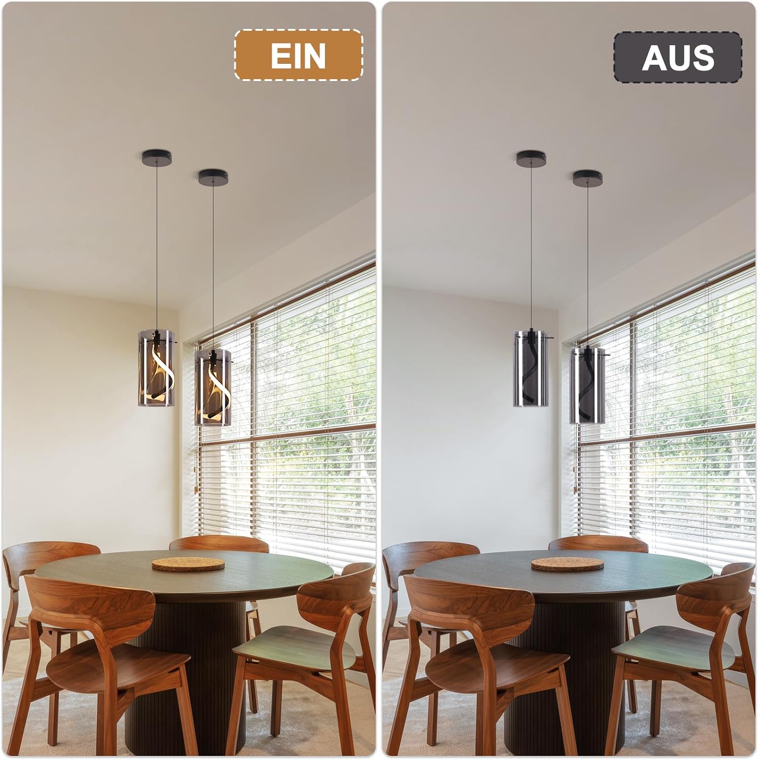 ZMH Czarna lampa wisząca LED 8W 3000K z regulacją wysokości do salonu i kuchni - 7