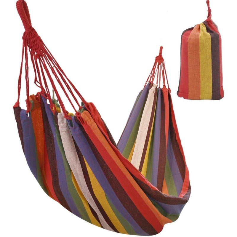 Hamak ogrodowy 1 osobowy 200x80 cm z pokrowcem wielokolorowy