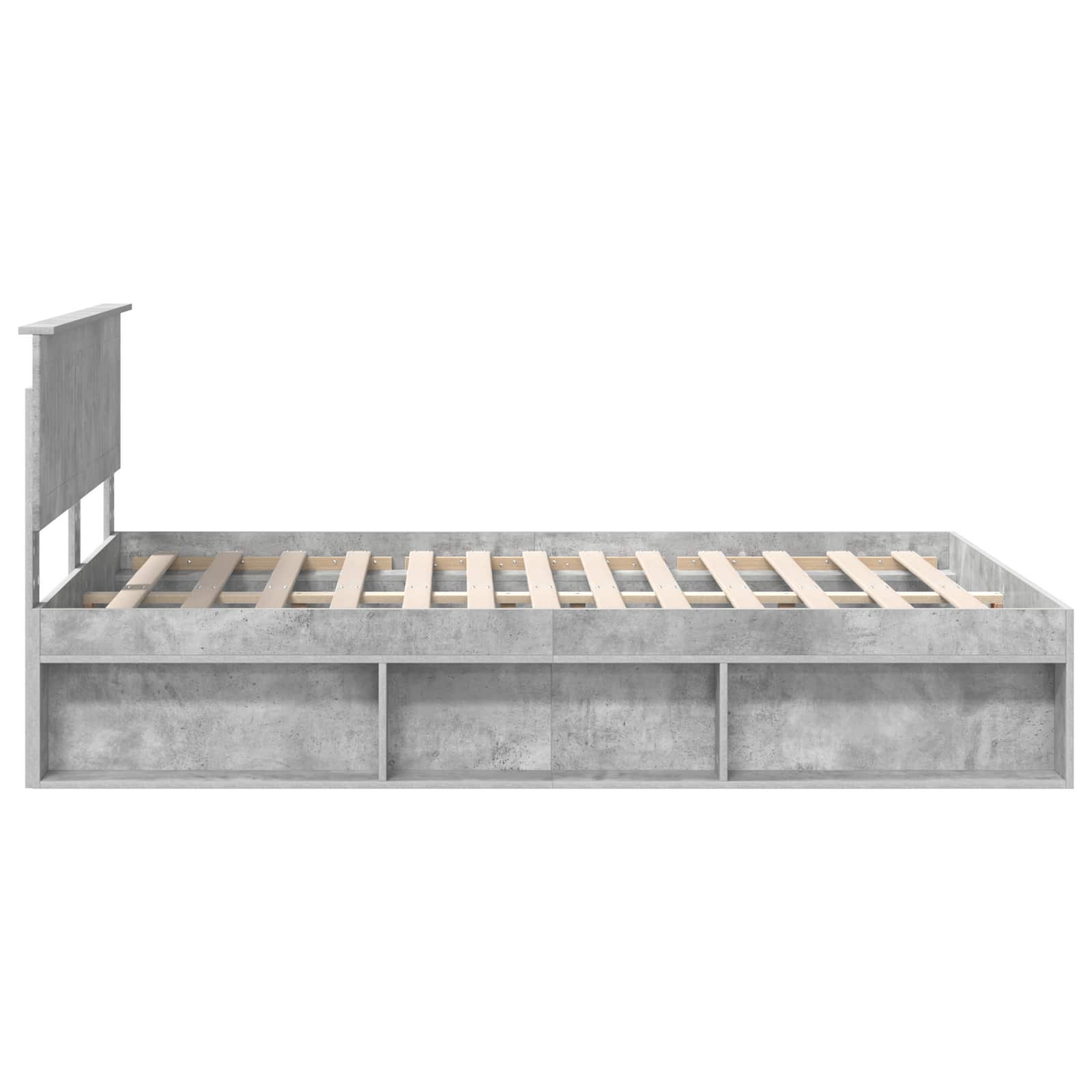 Cadre de lit gris béton 135 x 190 cm en pin massif - 8