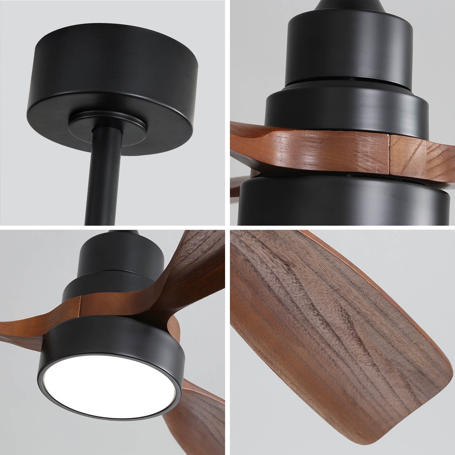 Ventilateur de Plafond Moderne 48 Pouces avec Lumière LED 18W, Pales en Bois Massif, Moteur DC Réversible à 6 Vitesses, Télécommande - 5