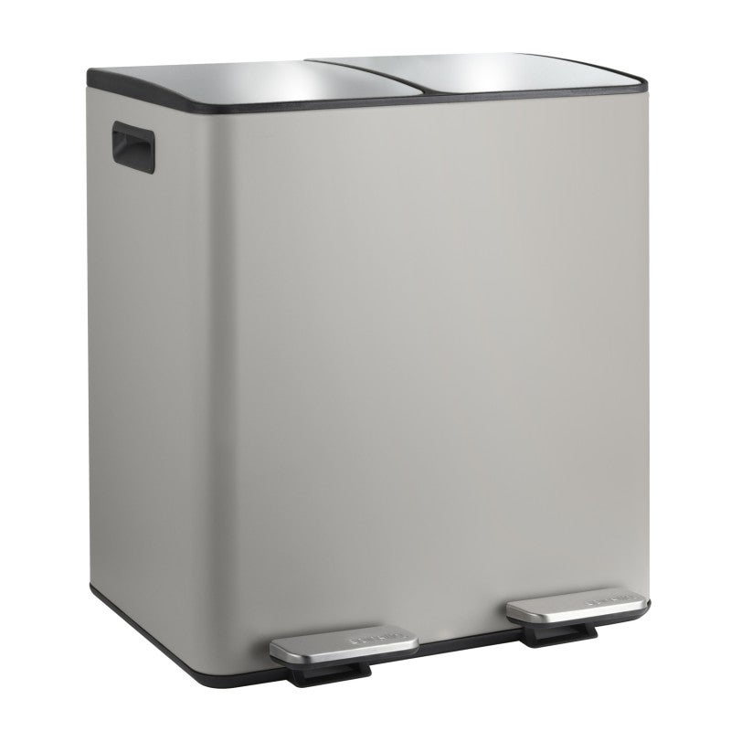 Pattumiera Doppia 40L In Acciaio – 2 Scomparti Da 20L, Pedale, Coperchio Silenzioso, Per Raccolta Differenziata In Cucina