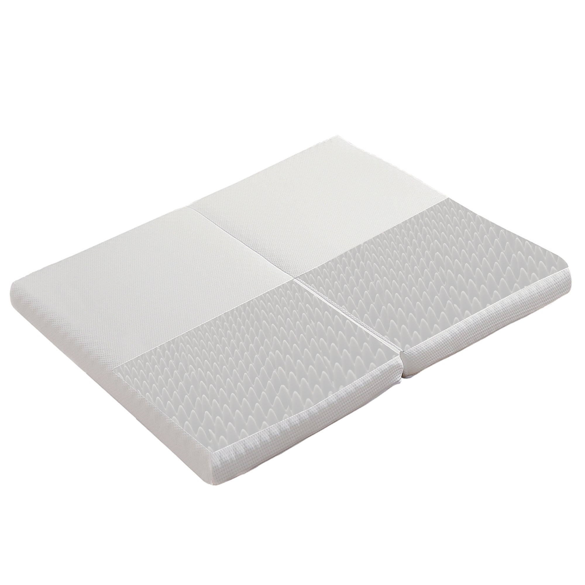 Materac składany 140 x 200 cm, pianka o grubości 10 cm - gąbka 23D - certyfikat Oeko-Tex - biały pokrowiec + biała gąbka