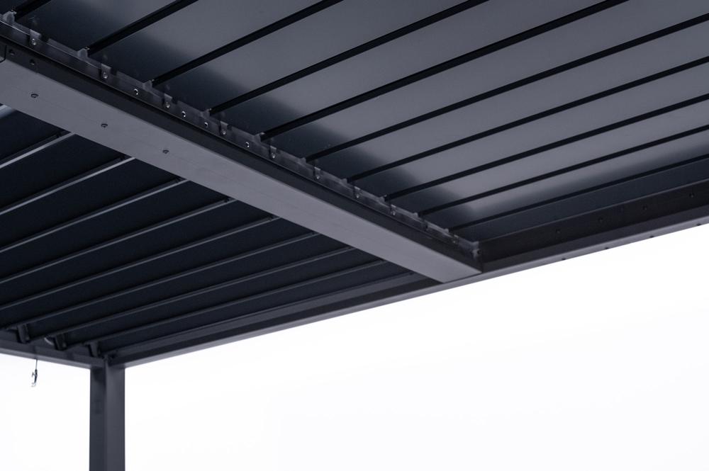 Pergola bioclimatica autoportante in alluminio grigio PIANA 4x3m - 5