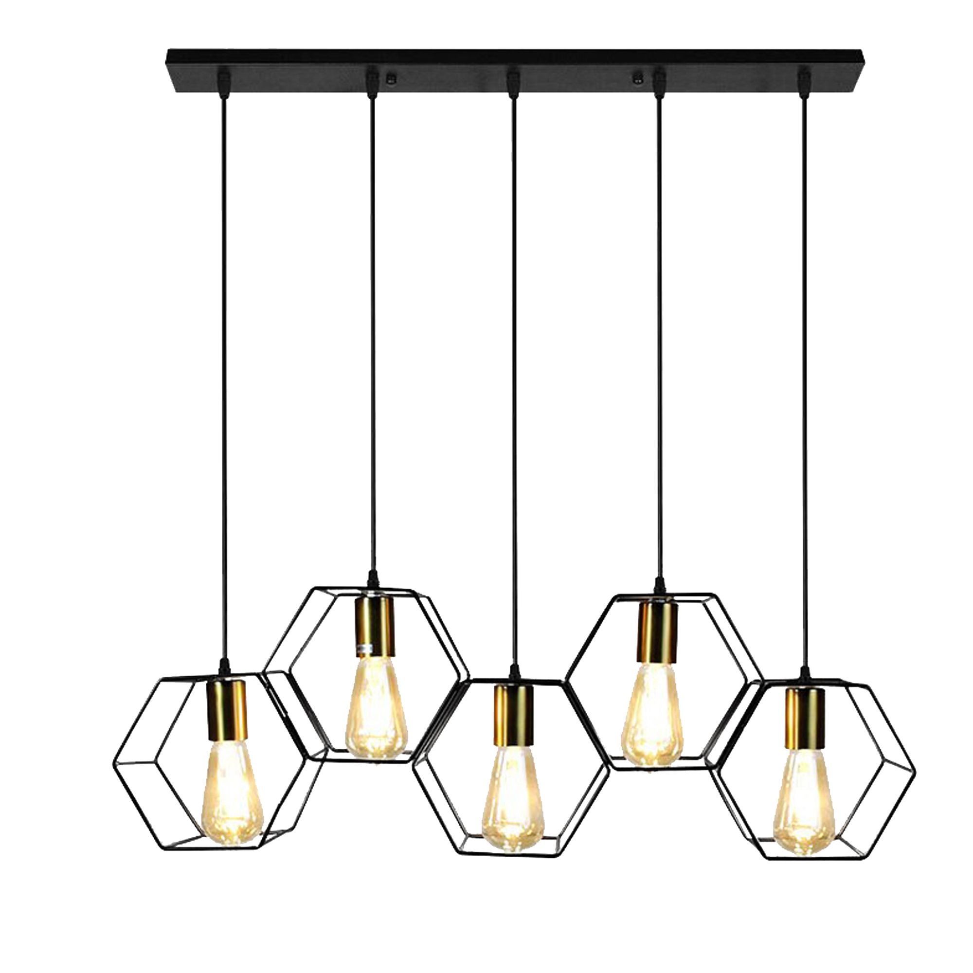 Lampa Sufitowa Wisząca Toolight App1133-5Cp Czarny Złoty