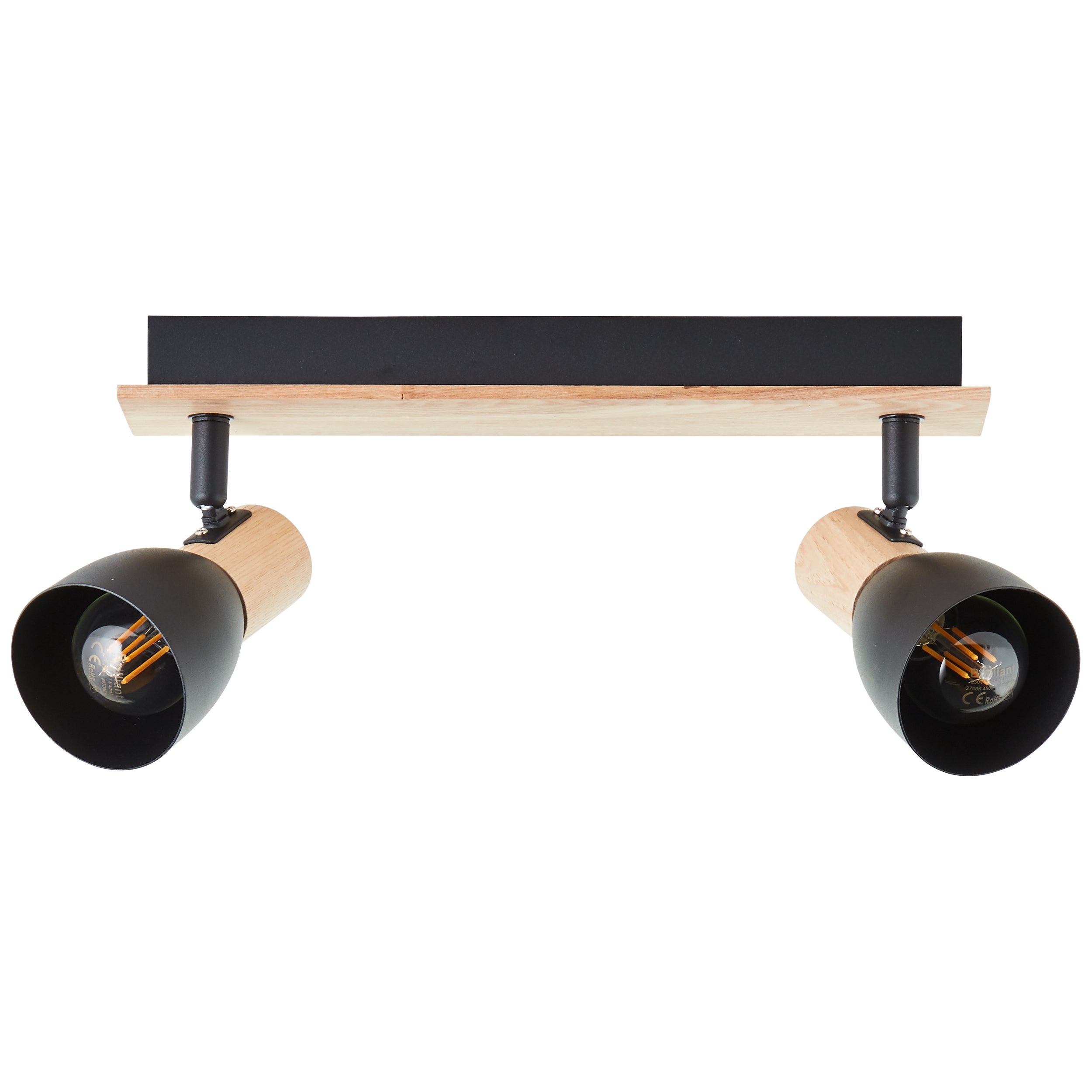 Lampa Brilliant Daintree spot bar 2 lampy drewno/aluminium czarny brąz 2x D45, E14, 28 W - 2