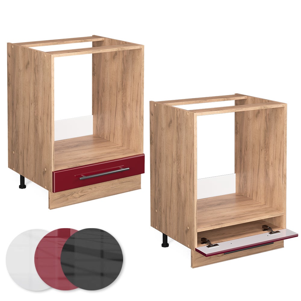Vicco Meuble pour four Fame-Line, Rouge bordeaux Haute brillance, 60cm sans PT - 5