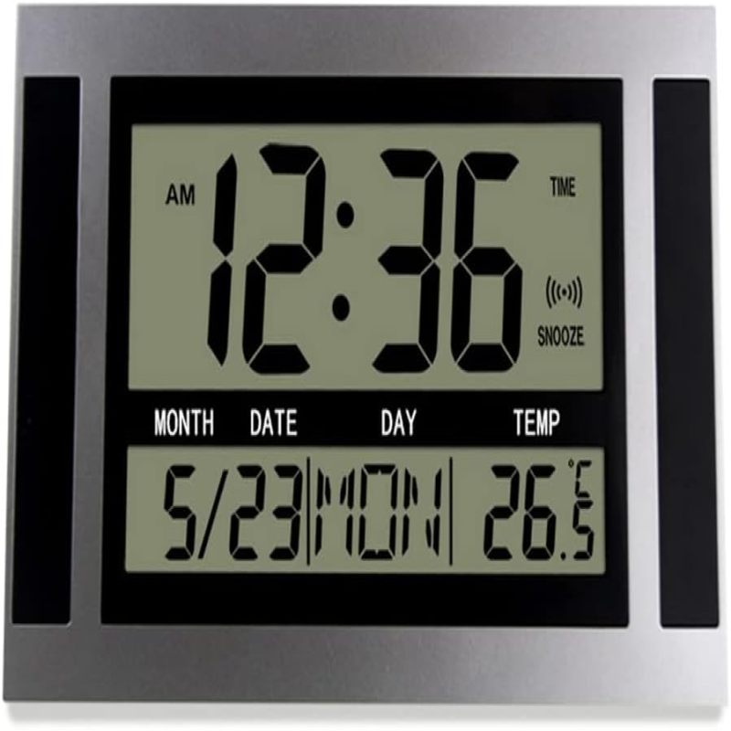 Sveglia Digitale Jumbo TXL 3039 Con Display LCD Extra Large, Calendario, Temperatura Interna E Retroilluminazione - Batterie Incluse