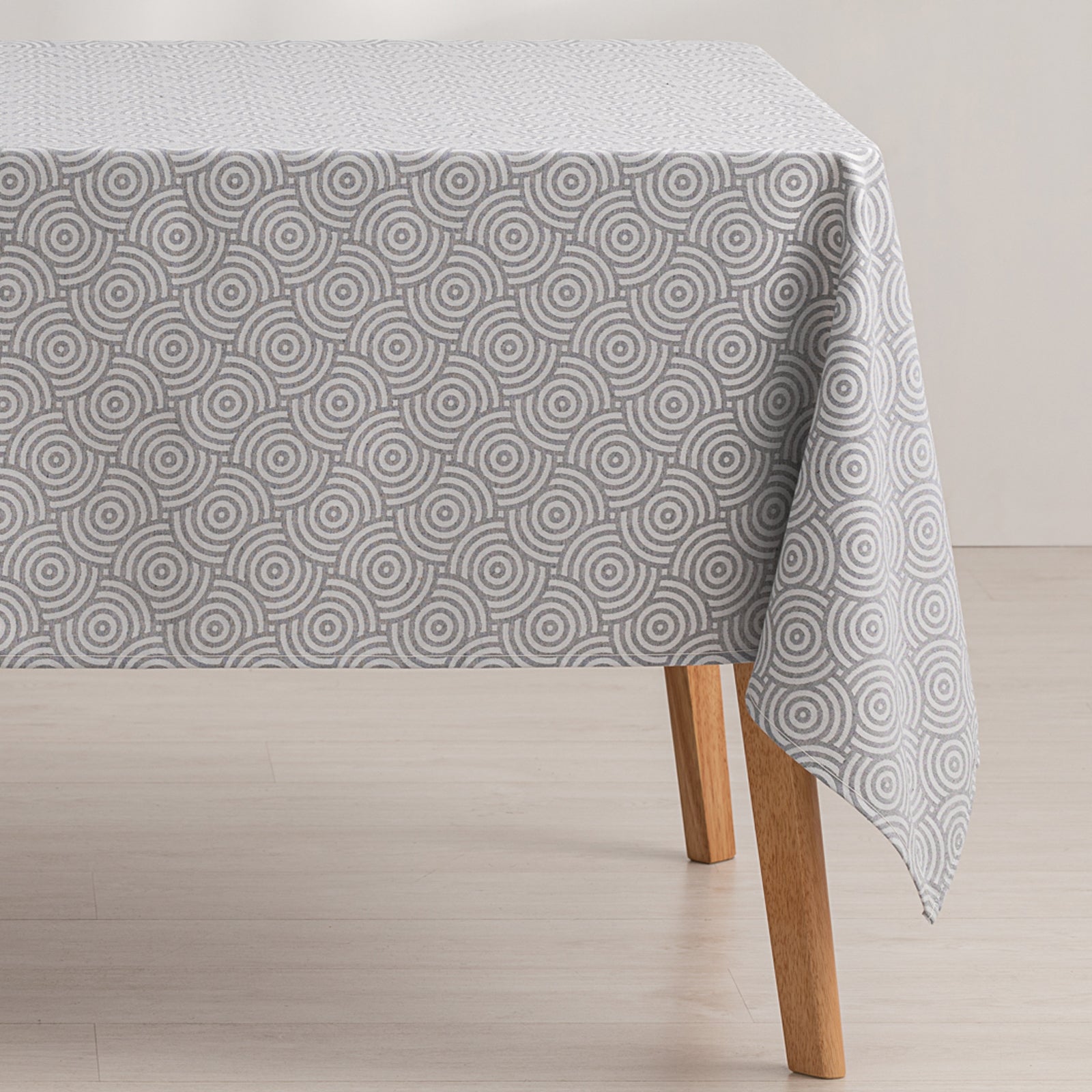 Mantel antimanchas mesa rectangular jacquard impermeable 140x100 cm, tacto tela, color gris - ring