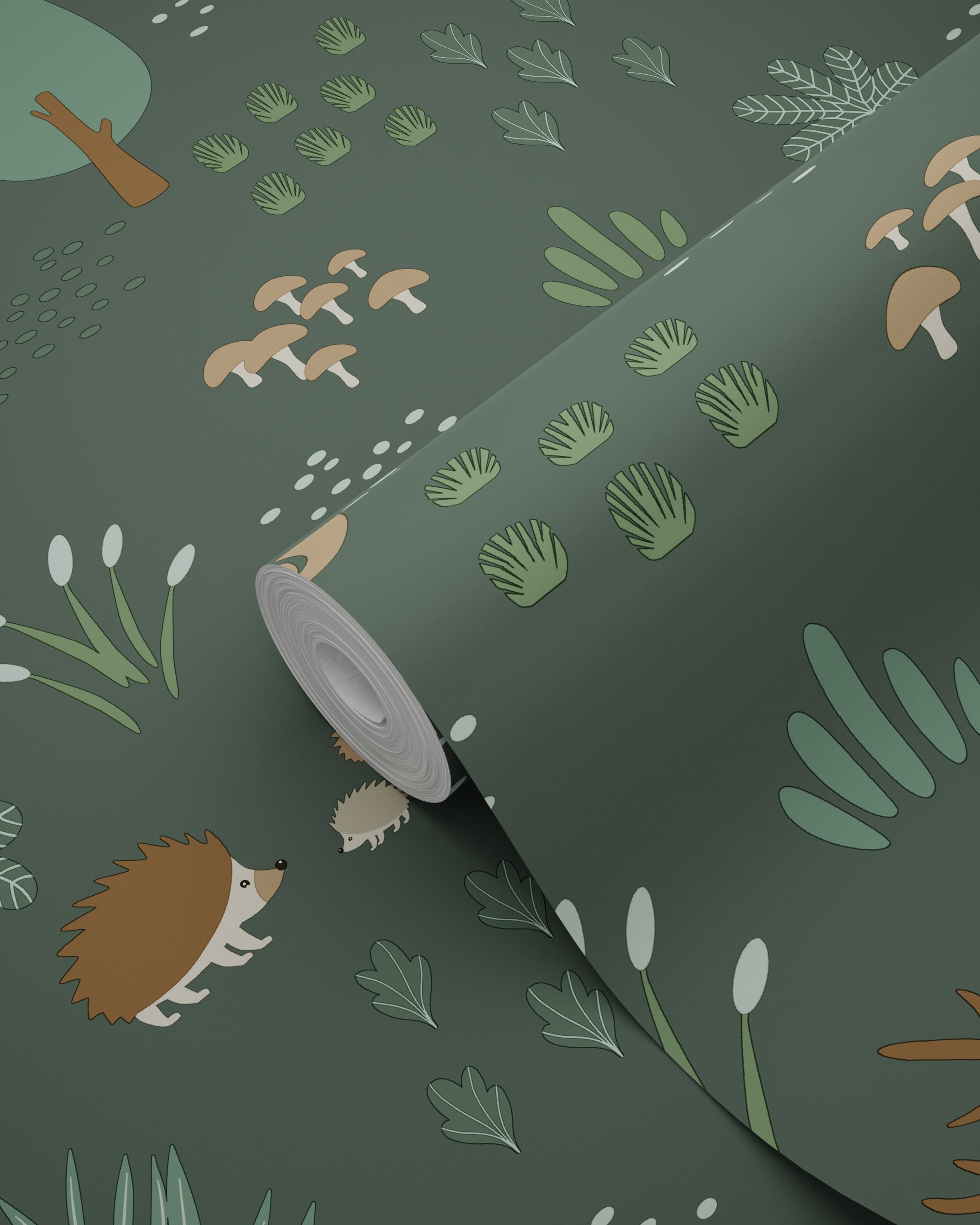 Papier peint forêt avec des animaux de la forêt vert foncé - 53 cm x 10.05 m - ESTAhome - 8