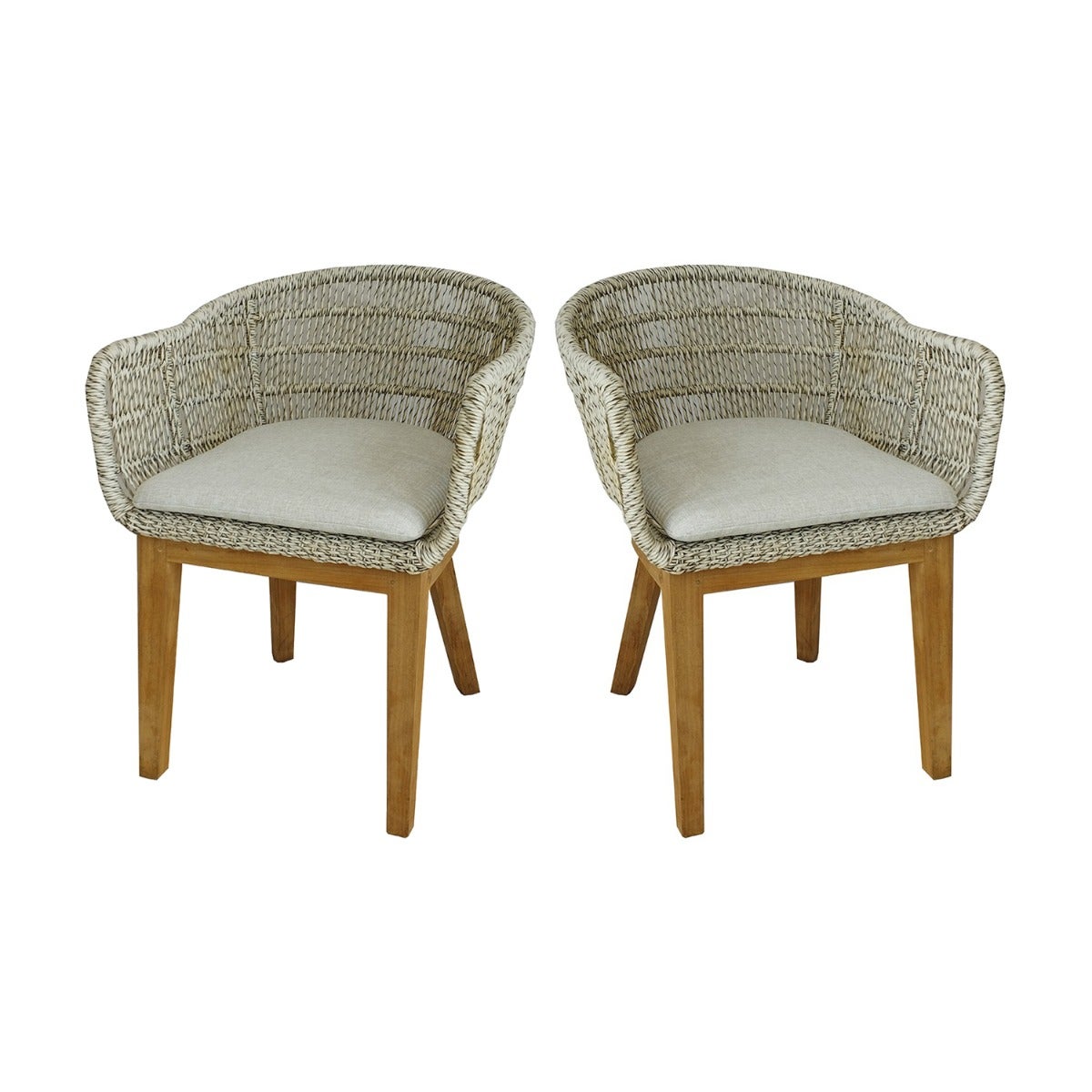 Sillones Lounge de resina tejida gris con cojín (lote de 2) - 2