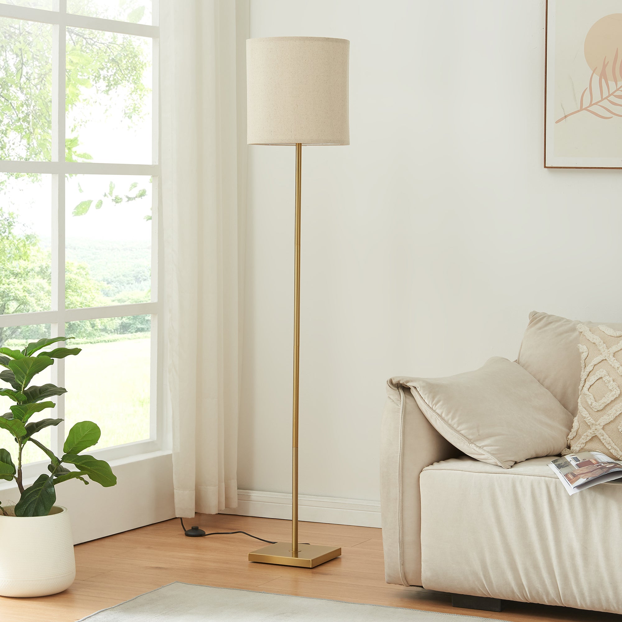 Lampadaire Fildholm hauteur 157 cm couleur laiton / effet lin lux.pro - 6