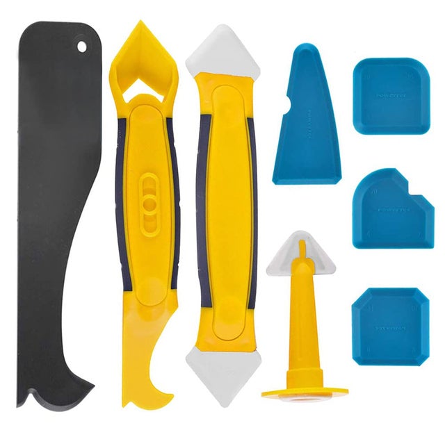 Ensemble de 8 outils de calfeutrage en silicone, outils de retrait de mastic silicone pour salle de bain et cuisine