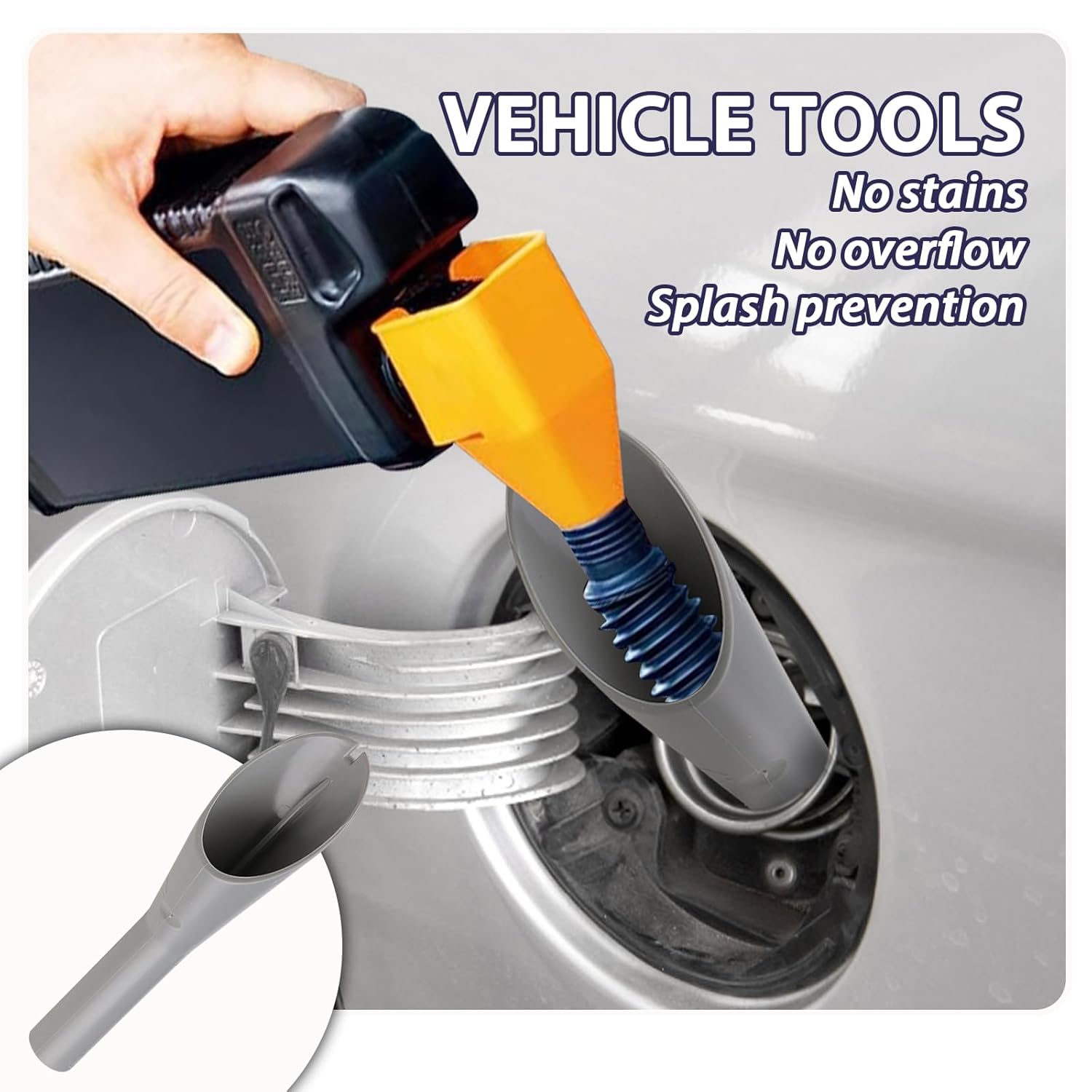 Entonnoir à carburant, entonnoir pour filtre à carburant, entonnoir pour ravitaillement de réservoir de voiture (gris, 2 pièces) - 4