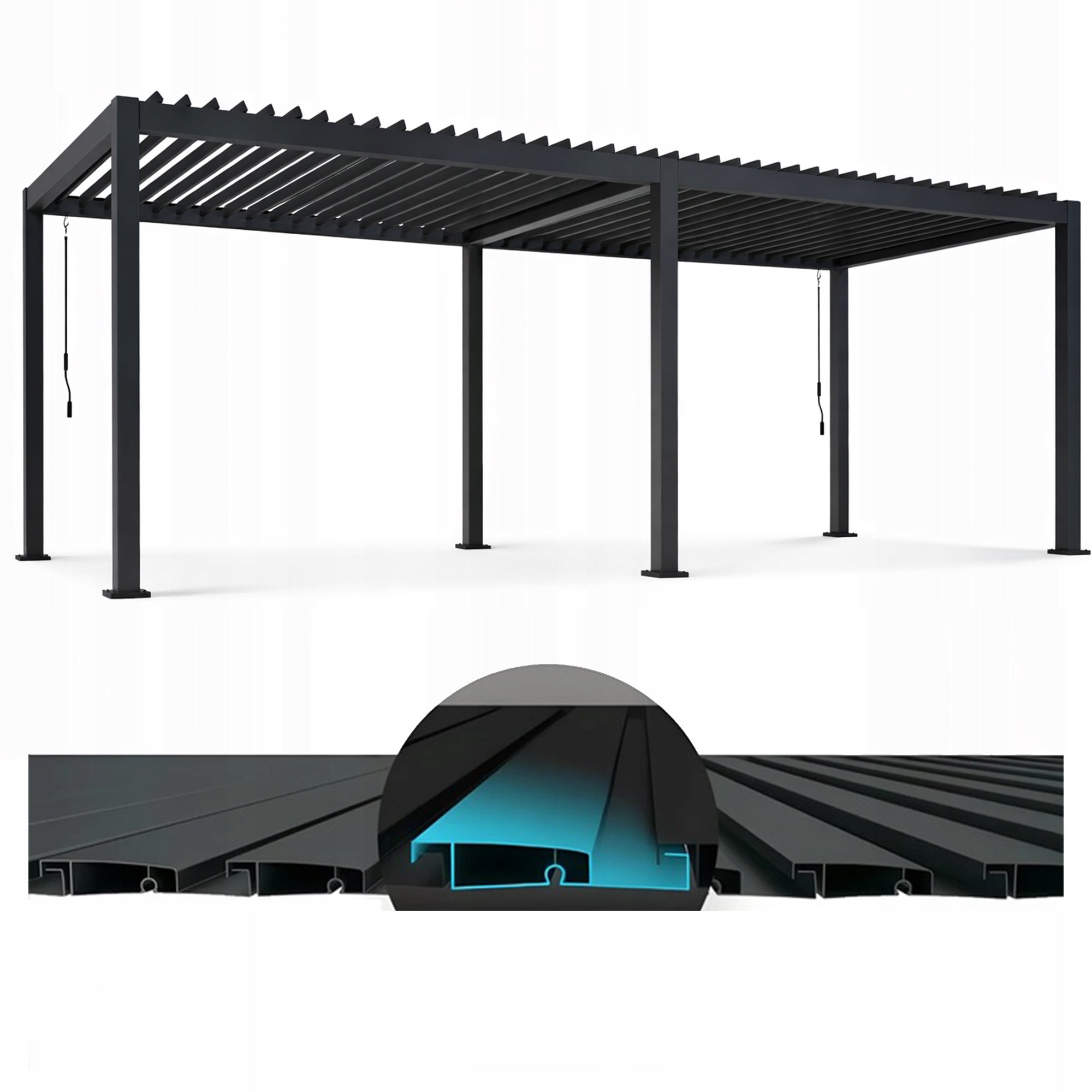 Pergola Aluminiowa 3x6 Tarasowa Premium 6x3 Duże Zadaszenie Aluminium 1 szt