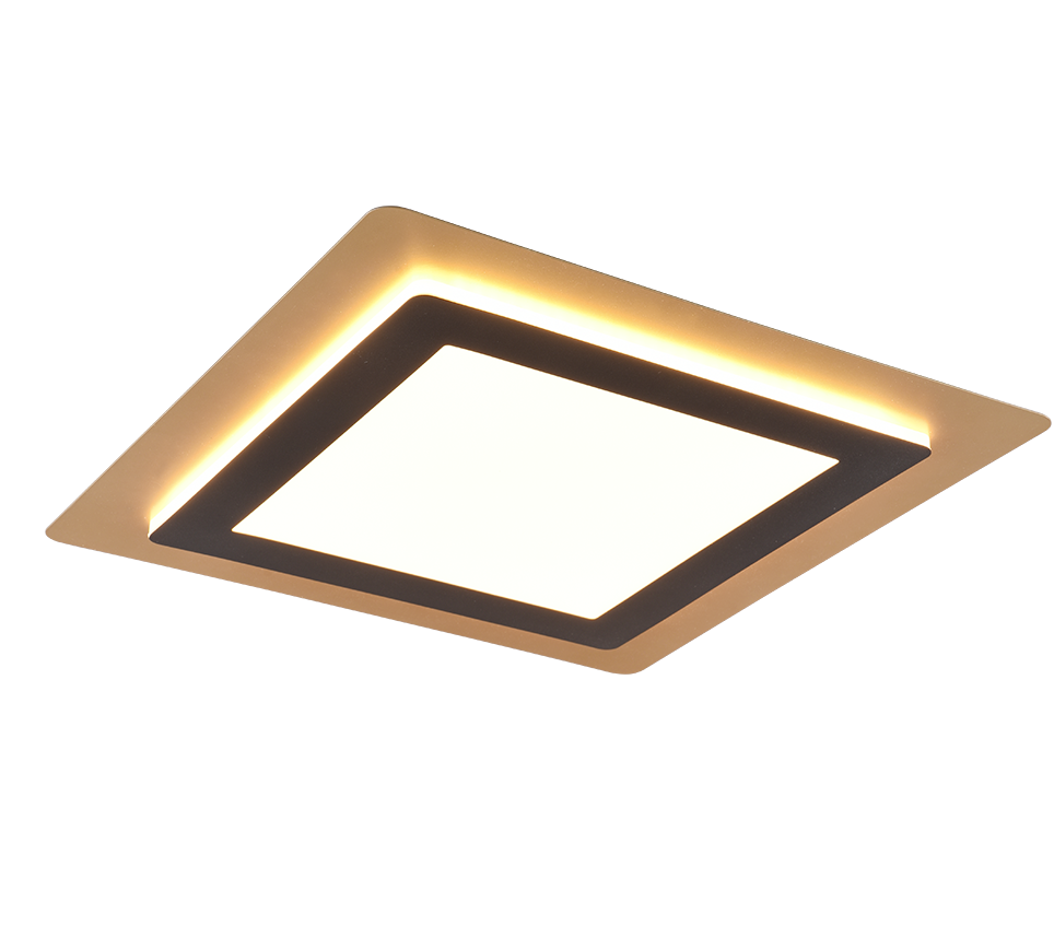 Plafon LED z pilotem MORGAN czarno-złoty-odcienie złota 46W Odcienie bieli 6000lm metal wym:4x45x45cm IP20 Trio