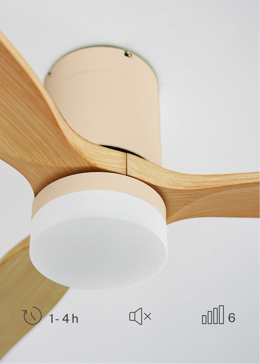 CREATE - WIND CALM M - Ventilateur de plafond silencieux 40W avec pales techniques en ABS Ø132cm avec eclaraige avec contrôleur mural - 6
