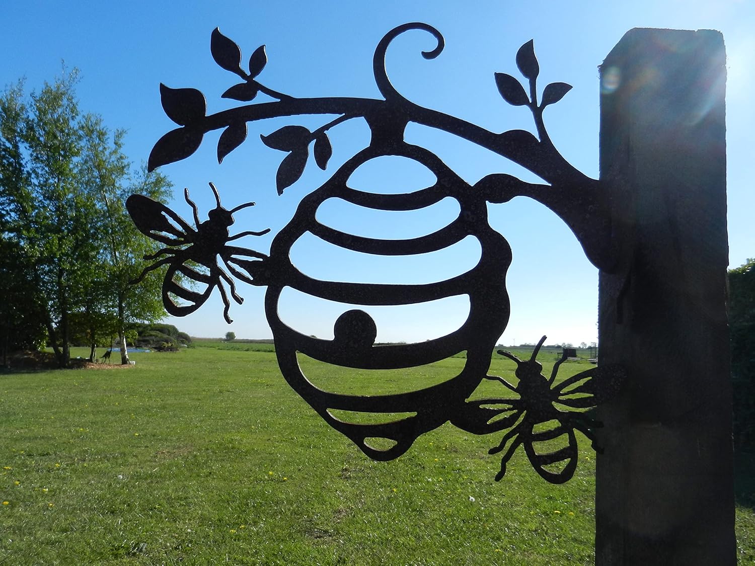 Metalowe ozdoby pszczele do ogrodu, na ogrodzenia, dekoracje zewnętrzne, dom, ul pszczeli, zwierzęta, wystrój ogrodu, rzeźby, zardzewiałe odlewy