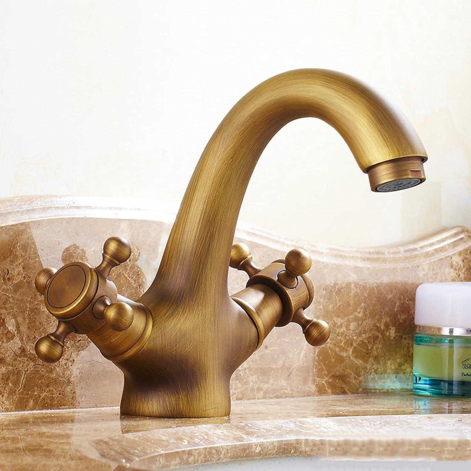 Antyczny kran z miedzi do umywalki w stylu europejskim bateria do ciepłej zimnej wody stylu vintage bateria umywalkowa jednouchwytowa antyczna miedź