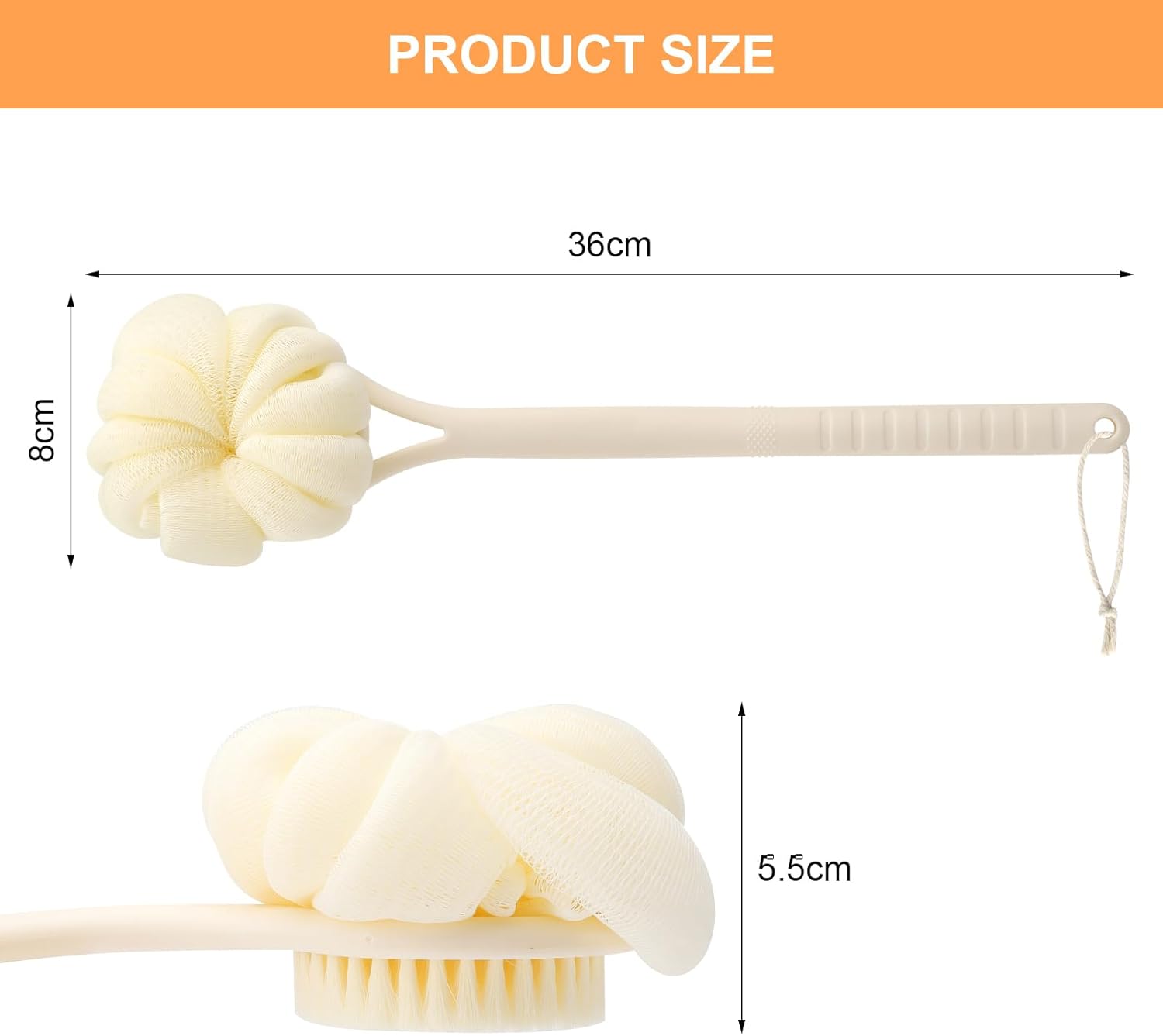 Spazzola per la schiena da doccia con manico lungo, spazzola per il corpo 2 in 1, fiore da doccia e spazzolatura a secco, spazzola per il corpo a secc - 4