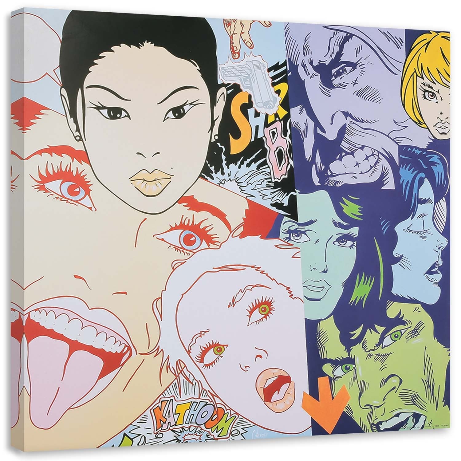Obraz na płótnie, Komiksowe twarze pop art 40x40