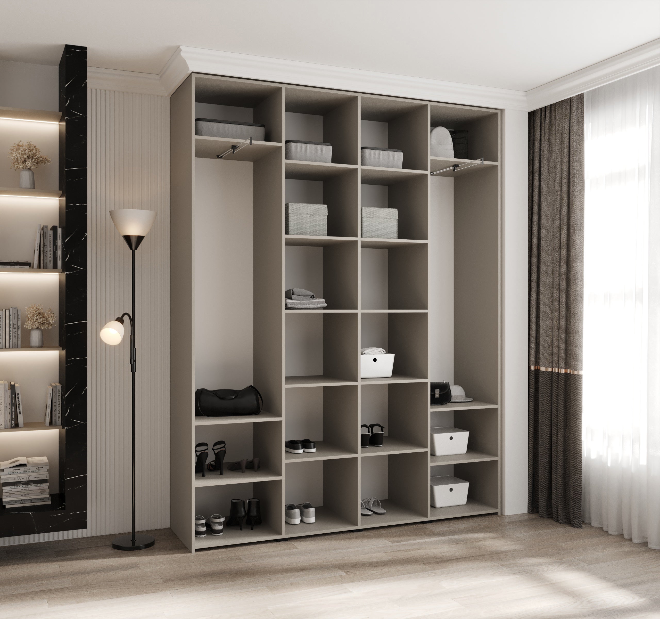 Szafa uchylna otwierana wysoka Como 1 190 x 40 x 245,5 cm kaszmir + u. czarny Abiks Meble - 3