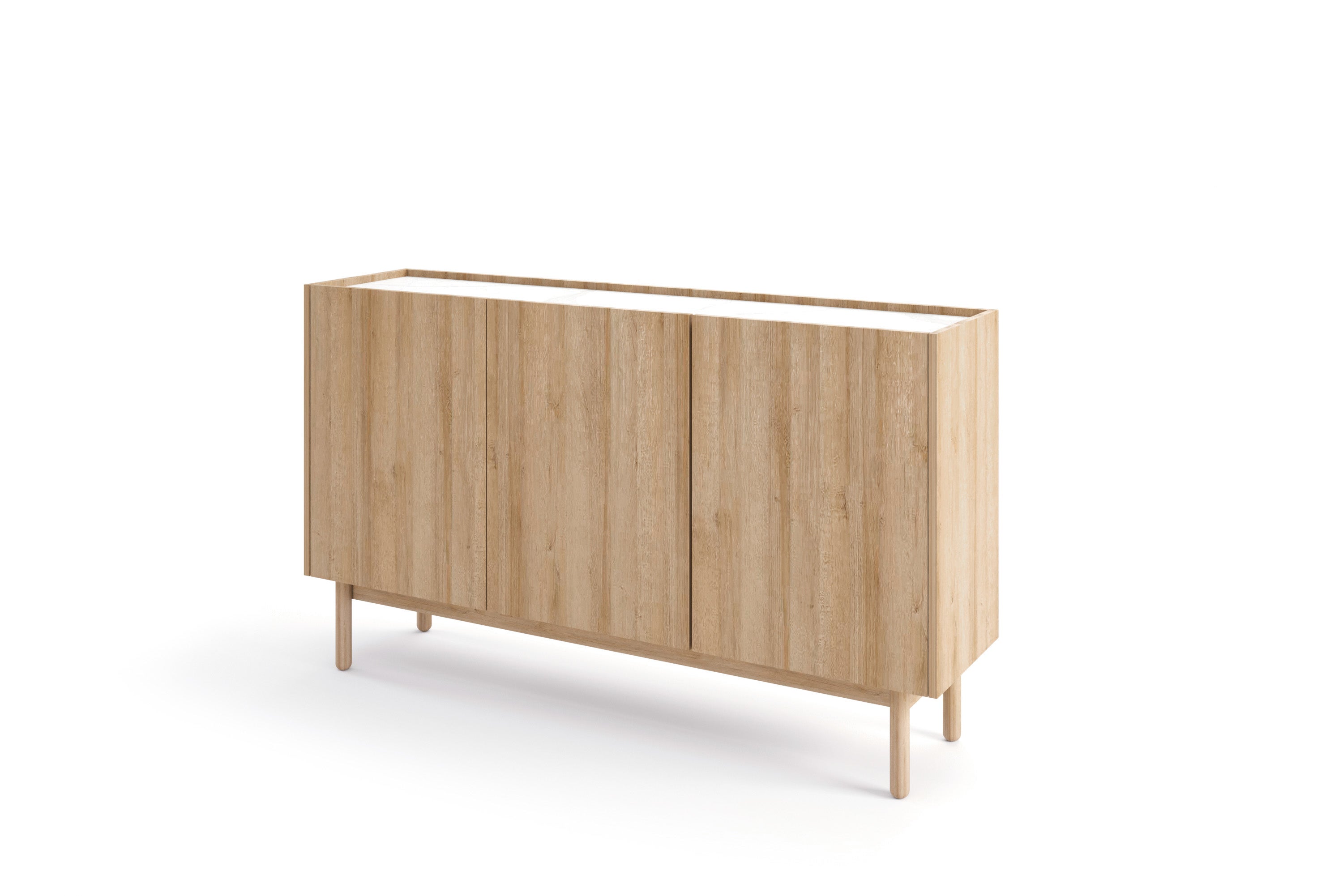 Komoda: 3 drzwi, 6 półek, dąb Riviera, 144 cm x 83 cm x 37 cm