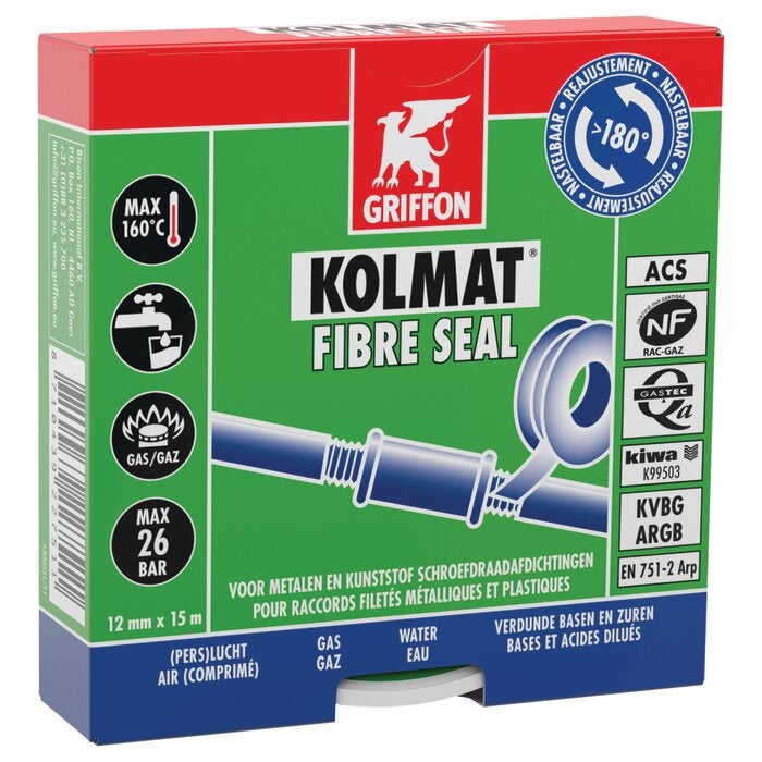 Bande étanchéité raccord fileté KOLMAT FIBRE SEAL-12mm x 15m - 5