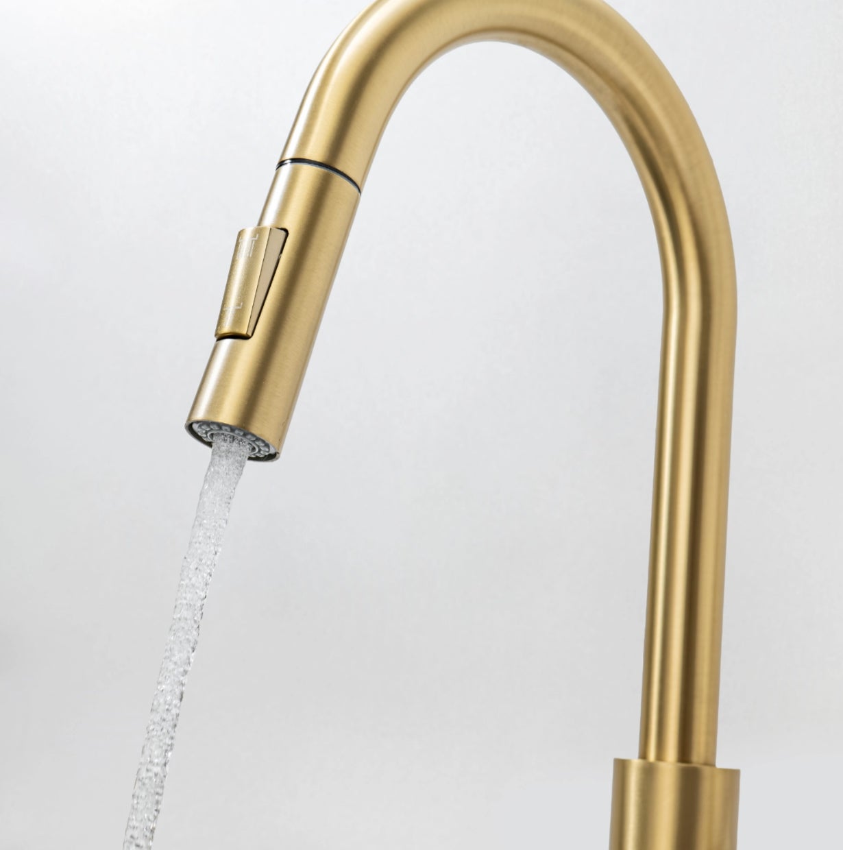 RUBINETTO MISCELATORE DA CUCINA CON DOCCETTA IN OTTONE SPAZZOLATO DORATO (ORO OPACO) COLLEZIONE SCAMANDRE - 8