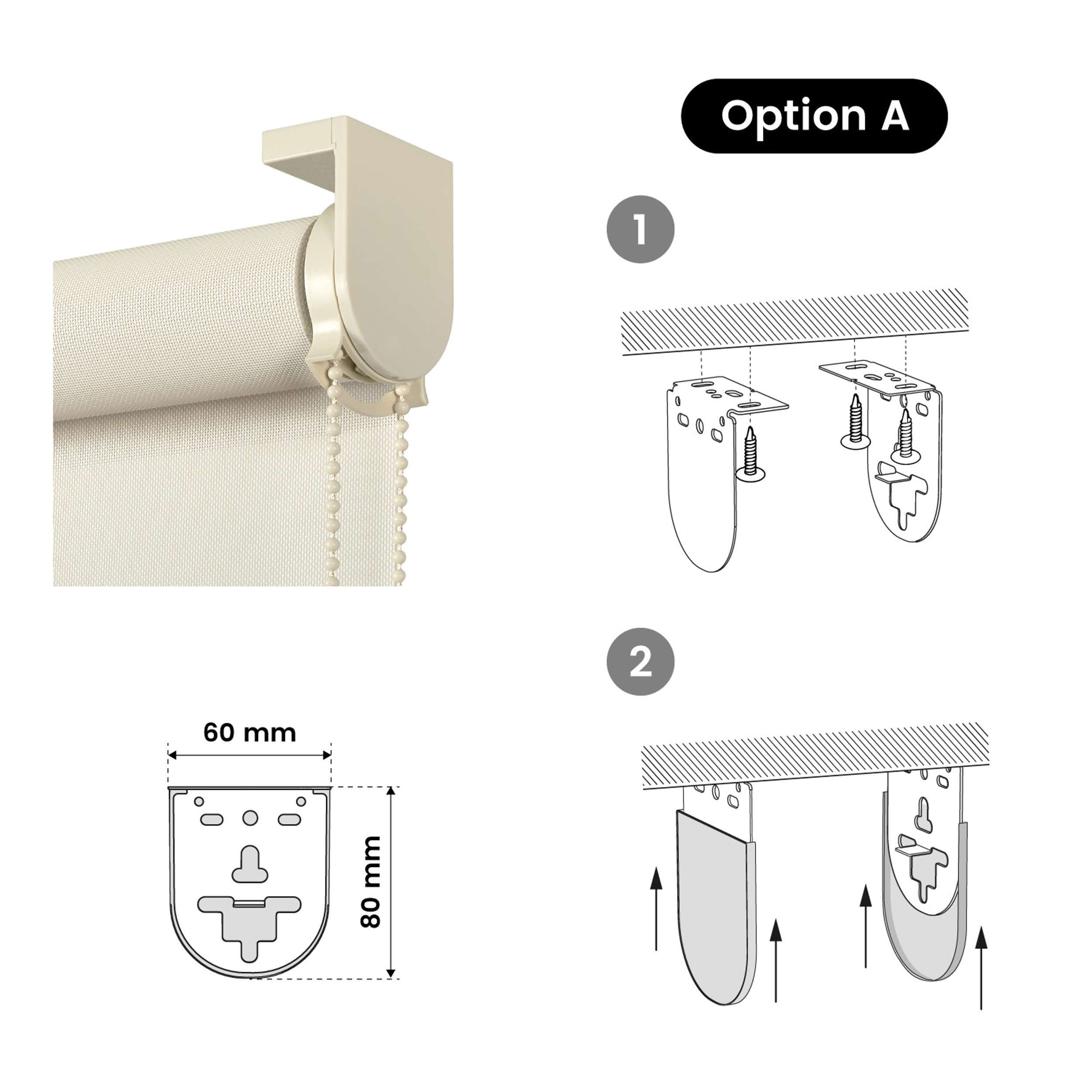 Estor Estor de Rolo Screen Premium Tecido Técnico de Alta Qualidade - Acabamentos em Alumínio e Tubo Reforçado de 38 mm Estor Beige 160x180 cm - 7