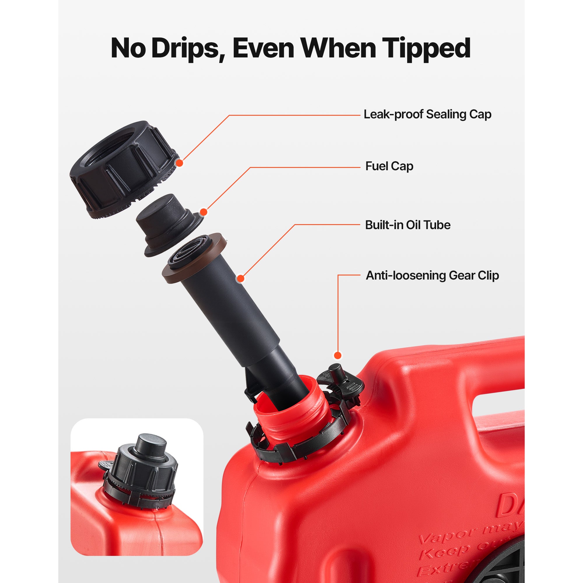 Bidon SucceBuy d’essence 10 L avec bec verseur, verrouillage sécurisé, débit 15 L/min, réservoir étanche voitures, motos, UTV, tracteurs, rouge - 3