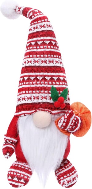 Gnomo Di Natale Peluche 38 Cm Con Base Pesata - Decorazione Natalizia Per Casa, Cucina - Portafortuna Gonk Rosso E Blu - 2