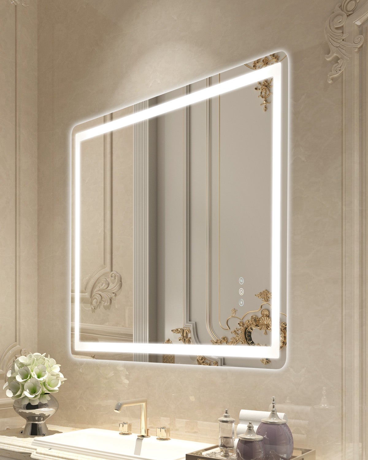 Lustro łazienkowe LED Lustro kosmetyczne 3 kolory montowane na ścianie 70x100cm VEVOR