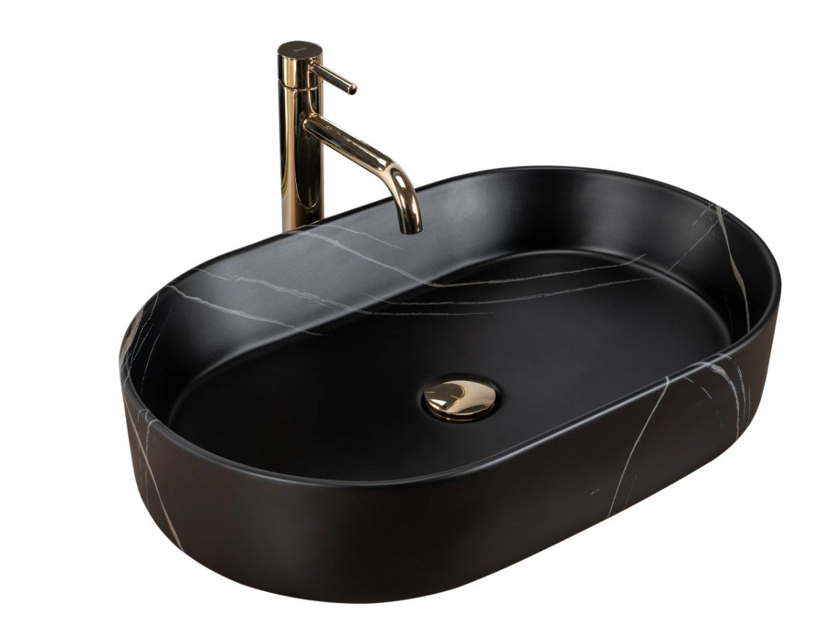 Umywalka Nablatowa Rea Nadia 60 Stone Czarny 61 X 38,5