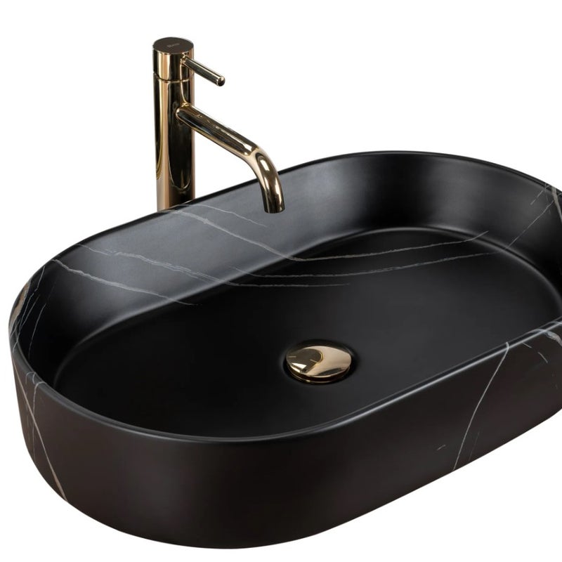 Umywalka Nablatowa Rea Nadia 60 Stone Czarny 61 X 38,5